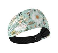 Boho Style Flower Floral Simple Green Moisture Wicking comfortable headbands for women Elastic sweatband for Cycling make up tennis Yoga