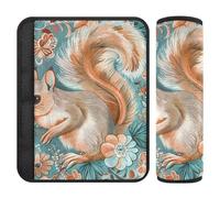 Boho Style Flower Floral Squirrel 2 Pack car seat Belt Pads Stop seat Belt Cutting into Neck for Sedan Protector para cinturón de carro