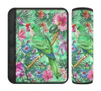 Boho Style Flower Floral Tropical Parrot 2 pcs Seatbelt Cover Release Stress to Your Neck and Shoulders for Auto Protector para cinturón de carro
