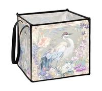 Boho Style Flower Floral White Crane fabric storage cubes for bathroom canvas storage box 13x13x13 In