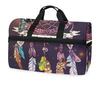 Boho Style Illustration of Dreamcatcher Travel Duffel Bag for Men Women Boys Girls Teens,Oversized Sports Gym Bag with Shoes Compartment Overnight Weekend Yoga Workout Bag Training Handbag