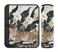 Boho Style Leopard White Calla Lily carseat Strap Pads,More Comfort Driving,Seatbelt Cover pad for Truck Airplane Bag forro para cinturon de seguridad 2 pcs