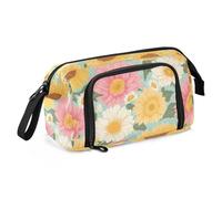 Boho Style Simple Sunflowers Pencil Bag Large Capacity Bags with Zipper with Handle for Preppy College