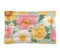 Boho Style Simple Sunflowers Washable Pet Mattress Non-Slip Soft Comfortable Pet Mat for Medium/Large Dogs 36" x 24"