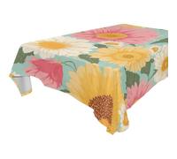 Boho Style Simple Sunflowers western tablecloth wipeable for kitchen&dining room buffet dinners 6ft-8ft dust-proof buffet dinners table protector one-pack，size 54x72