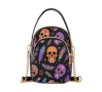 Boho Style Skull and Feathers trendy crossbody purses for women trendy with multi pockets hand bags for adult