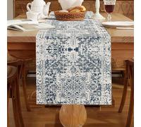 Boho Style Table Runner 33 x 183 cm Vintage Table Runner Turkish Geometry Grey Tablecloth Country Style Washable Runner Table Decorative for Parties Dinner Holidays Kitchen Christmas