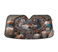 Boho Style Wolf Dream Catcher Car Sun Shade Windshield UV Sun and Heat Reflector Protect Your Car 57×31.5 inch