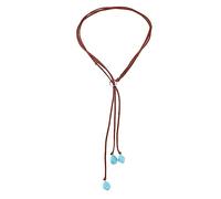 Boho Suede Choker Necklace Bohemian Layered Leather Rope Turquoise Pendant Long Necklaces Turquoise Pendant Vintage Leather Necklace for Women Jewelry Accessory, leather stone, leather