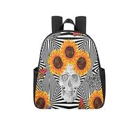 Boho Sugar Skull Butterfly Flower Sunflower Teen Backpack 12.40x5.12x14.17inch Bag Pack Multipurpose Casual School Bags Business Travel School,Office