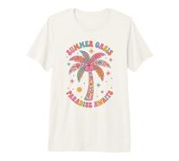 Boho Summer Oasis Paradise Awaits Retro Palm Tree Tropical Premium T-Shirt