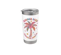 Boho Summer Oasis Paradise Awaits Retro Palm Tree Tropical Stainless Steel Insulated Tumbler