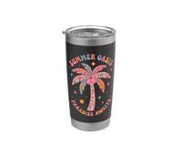 Boho Summer Oasis Paradise Awaits Retro Palm Tree Tropical Stainless Steel Insulated Tumbler
