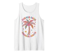 Boho Summer Oasis Paradise Awaits Retro Palm Tree Tropical Tank Top