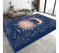 Boho Sun And Moon Theme Short Pile Area Rug 60x110 cm Astrology Psychedelic Machine Washable Flannel Rug Slip Breathable Carpet for Living Room Bedroom Kitchen Hallway Q-22