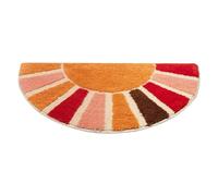 Boho Sun Bath Mat Super Absorbent Bathroom Mats Semi Round Tufted Soft Microfiber Bath Rugs Machine Washable Non-Slip Bath Rug for Bathroom Shower Bedroom 16" x 30"