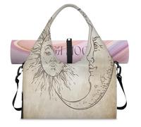 Boho Sun Moon Sports Duffel Bag for Women Men Boho Weekend Overnight Bag with Shoe Compartment Shoulder Tote Luggage Bag for Yoga Gym Travel