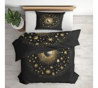 Boho Sun Moon Super King Bedding Set 3 Piece, Bedroom Decor Duvet Cover and 2 Pillowcases, Celestial Astrology Star Quilt Cover with Zip, Ultra Soft Microfibre YH-V35