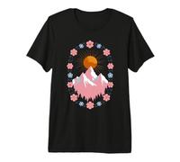 Boho Sun Mountains Landscape Nature Floral Wreath Premium T-Shirt