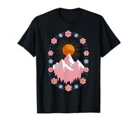 Boho Sun Mountains Landscape Nature Floral Wreath T-Shirt