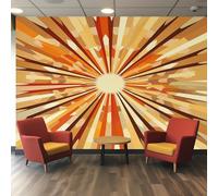 Boho Sun Photo Wallpaper for Bedroom, Retro Abstract Wall Mural for Living Room, Brown Wallpaper 150x105 Nonwoven Wall Paper Home Decor W&5