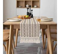 Boho Table Runner - Macrame Halloween Table Runner with Hand-Tassels, 400cm Long, Rustic Decor for Holiday Parties and Everyday Use