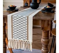 Boho Table Runner - Macrame Halloween Table Runner with Hand-Tassels, 400cm Long, Rustic Decor for Holiday Parties and Everyday Use