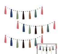 Boho Tassel Garland - 3-Piece Classroom and Party Decor | Bohemian Hanging Decoration, Versatile Wall and Ceiling Banner Party Supplies for Christmas, Photography or School Use