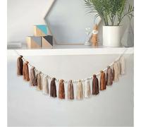 Boho Tassel Garland Wall Hanging with Wood Beads,Bunting Banner Wall Hanging Tassels,Colorful Pastel Tassel Garland for Kids Room, Classroom, Bedroom, Nursery Home Decoration (Color A)