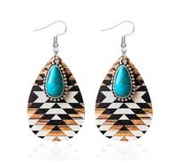 Boho Teardrop Turquoise Earrings for Women Trendy Western Jewelry Earrings Country Concert Nashville Outfits for Women, Brass, brass