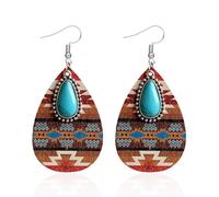 Boho Teardrop Turquoise Earrings for Women Trendy Western Jewelry Earrings Country Concert Nashville Outfits for Women, Brass, brass
