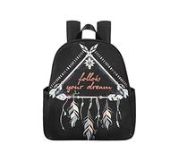 Boho Template Inspirational Quote Lettering Follow School Bags 12.40x5.12x14.17inch Bookbags Multipurpose Casual Back Pack Business Travel School,Office