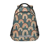 Boho Terracotta Rainbow Teal Art kid backpack for school with chest clip book bags for high school mochilas para la escuela