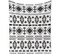 Boho Throw Blanket, Bohemian Super Soft Flannel Fleece Throw Blanket, Black White Geometric Rhombus Lightweight Plush Cozy Throws Cover, Warm Fuzzy Blanket for Winter Couch Sofa Bedroom, 130x150cm