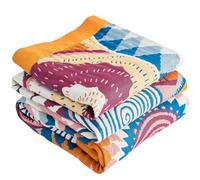 Boho Throw Blanket for Bed - 100% Cotton Ultra Soft Luxury Throw Rustic Fall Quilt,Bird Printed Farmhouse Decor Bed Blankets,Throw for Living Room Sofa Couch Chair (Colorful Sun, 230X250CM)