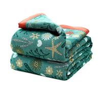 Boho Throw Blanket for Bed, 100% Cotton, Ultra-Soft, Rustic, Autumn Blanket, Floral Print, Farmhouse Decor, Bedding, 203 x 228 cm, Rustic Throw for Sofa, Couch, Chair