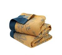 Boho Throw Blanket for Bed, 100% Cotton, Ultra Soft, Rustic, Autumn Blanket, Floral Print, Farmhouse Decor, Bedding, 203 x 228 cm, Rustic Throw for Sofa, Couch, Chair