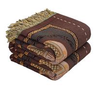 Boho Throw Blanket for Bed with Tassels,100% Cotton Ultra Soft and Cozy Large Blanket Elephant Printed Farmhouse Decor Bed Blankets,200x230CM(80×90In)All Season Rustic Throw for Sofa Couch Chair-Brown
