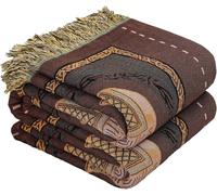Boho Throw Blanket for Bed with Tassels,100% Cotton Ultra Soft and Cozy Large Blanket Elephant Printed Farmhouse Decor Bed Blankets,150x200CM(60×80In)All Season Rustic Throw for Sofa Couch Chair-Brown