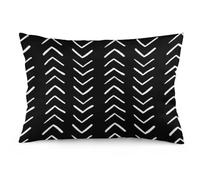 Boho Throw Pillow Cover Queen Size Black Pillowcase Modern Stripe Geometric Aztec Tribal Polyester Lumbar Pillow Case Decorative Standard Pillow Cases with Zipper Rectangle Cushion Covers 20"x30"