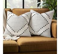 Boho Throw Pillow Covers Black and White Farmhouse Couch Pillow Covers 20X20 Set of 2 Modern Neutral Decor Pillow Cases for Bed Sofa Living Room
