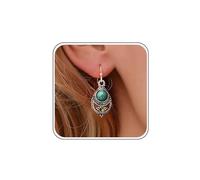Boho Tiny Turquoise Earrings Silver Dainty Cz Green Crystal Teardrop Drop Earrings Simple Small Blue Dangle Hook Cute Vintage Teal Western Delicate Minimalist Trendy Jewelry for Women