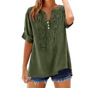 Boho+Tops Beach Cover Ups And Kaftans Summer Tops Women Plus Size Linen Shirts Retro Embroidery Printed Short Sleeve Boho Blouse Casual Button V Neck Tunic Top tshirts women tunic tops plus size