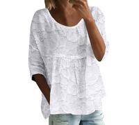 Boho Tops for Women UK 3/4 Sleeve Floral Printed Casual Loose Tunic Tops Floaty Lightweight Summer T-Shirts Bohemian Elegant Comfort Cute Tees Plus Size Peasant Smock Blouse Cerulean Clothing Ladies