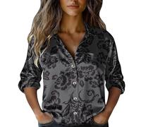 Boho Tops for Women UK Plus Size 3/4 Sleeve Satin Silk Blouses Button Up Stretch Fitted Wrinkle Free Spring Clothes Elegant Smart Casual Office Work Party Tops for Older Ladies UK