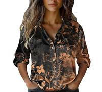 Boho Tops for Women UK Plus Size 3/4 Sleeve Satin Silk Blouses Button Up Stretch Fitted Wrinkle Free Spring Clothes Elegant Smart Casual Office Work Party Tops for Older Ladies UK