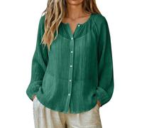 Boho Tops for Women UK Plus Size Blouses for Women UK Elegant Button Down Long Sleeve Chiffon Linen Tops Lightweight Breathable Plus Size Sun Protective Shirts oversized t shirts Blouses
