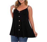 Boho Tops Summer Tops for Women UK Plus Size Vest Women UK 2025 Oversized Monochrome Vest Sleeveless Summer Casual Top Top Sleeveless Going Out cami for Loose fit (Black, XXXL)