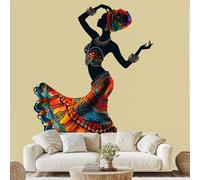Boho Traditional African Woman Mural Ethnic Tribal Art Self-Adhesive Wallpaper 100x70 cm Folk Culture Dance Canvas Wall Paper for Bedroom Living Room Wall Mural Removable Stickers wa188k