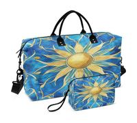 Boho Travel Duffle Bag Gym Bag, Boho Sun Gold Arabesque Weekender Bags for Women with Toiletry Bag Travel Tote Bag Swim Bag